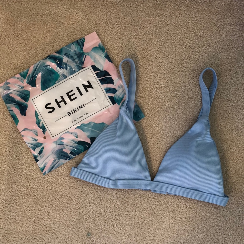 SHEIN textured v neck bikini top
